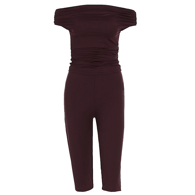 Damen Eleganter Jumpsuit mit Off-Shoulder Design und Raffungen Echo Archiv