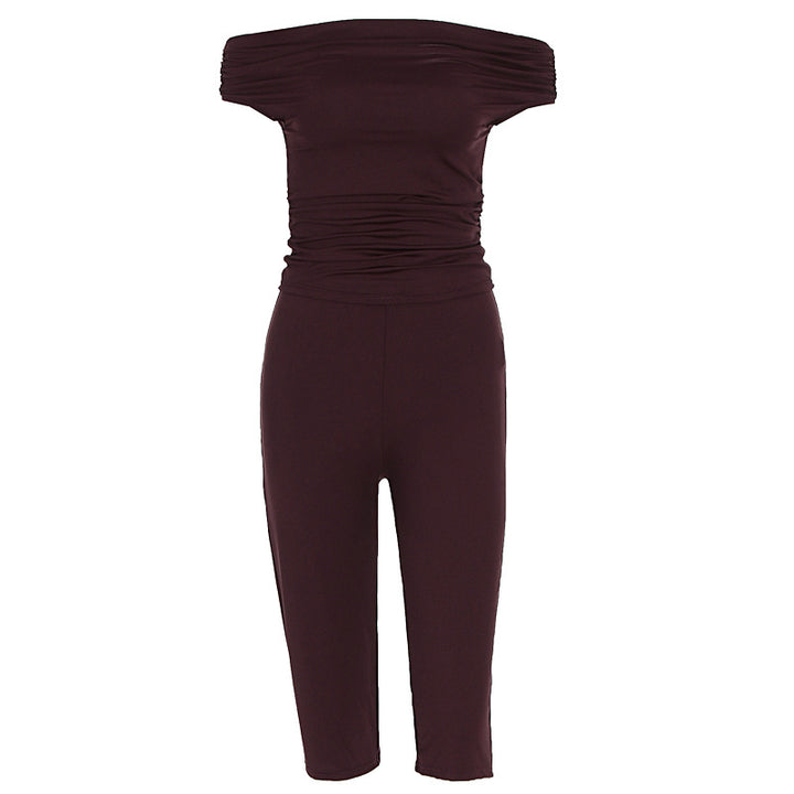 Damen Eleganter Jumpsuit mit Off-Shoulder Design und Raffungen Echo Archiv