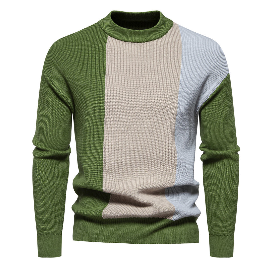 Herren Strickpullover mit modernem Farbblockdesign und hohem Kragen Echoarchiv