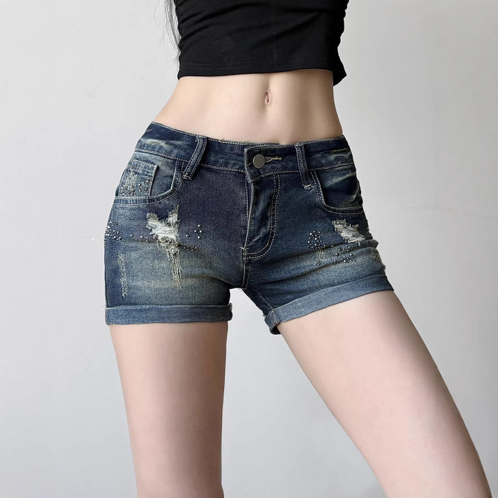 Damen Jeans-Shorts mit funkelnden Akzenten und modischem Design Echo Archiv