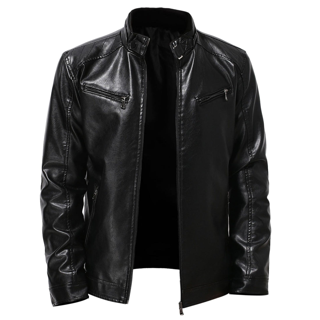 Herren stylische Kunstleder-Motorradjacke im Biker-Stil – Valtoré
