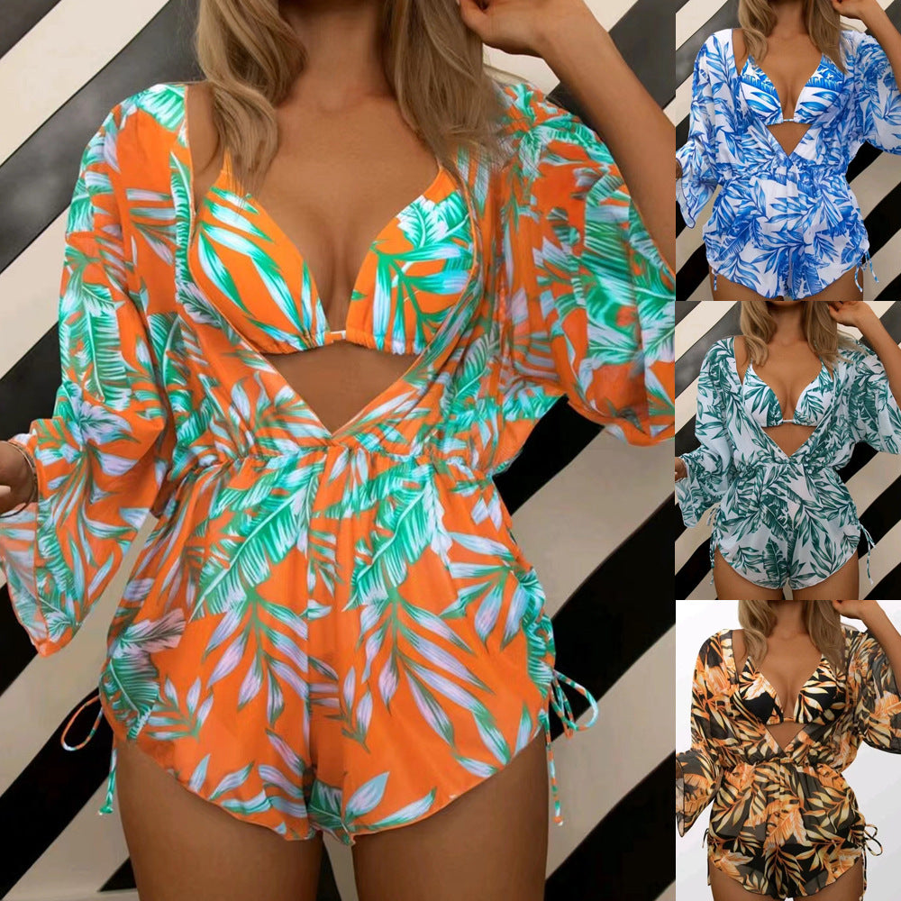 Damen Strandoutfit im Set mit kombiniertem Bikini und lässiger Kaftan Echo Archiv