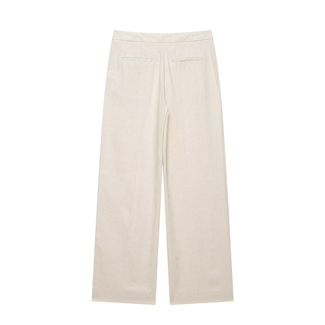Damen Leichtweite Leinenoptik-Hose mit Bügelfalte und hoher Taille Echo Archiv