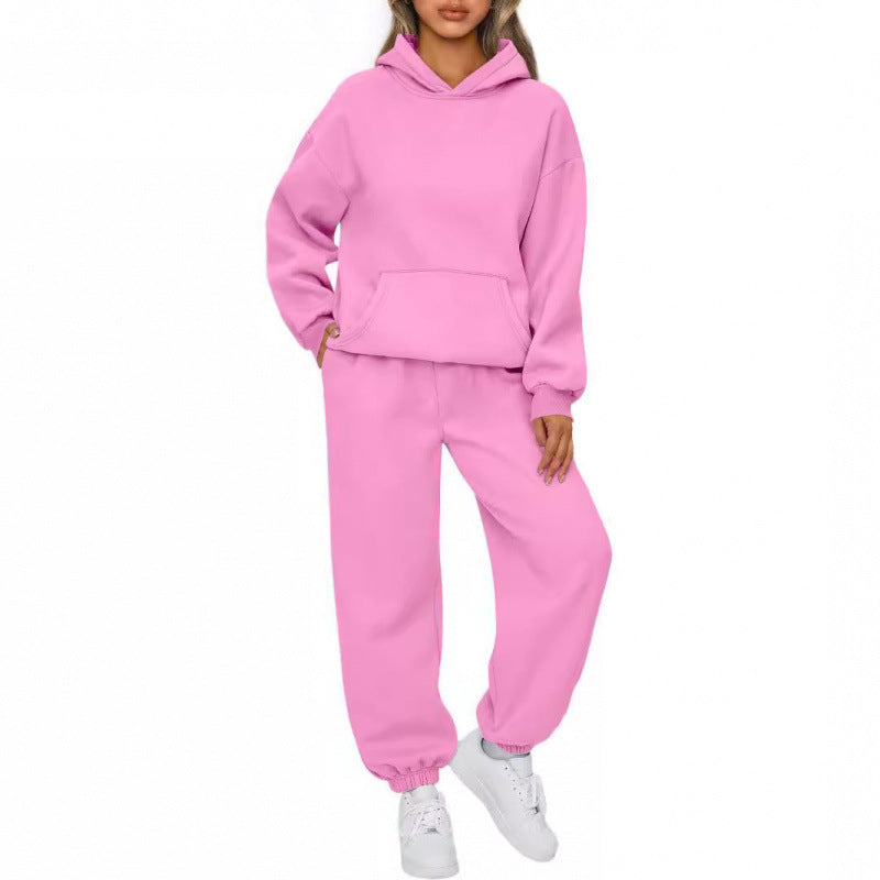 Damen nan Oversize Kapuzenpullover und Fleece Jogginghose Set mit Kängurutasche Echo Archiv