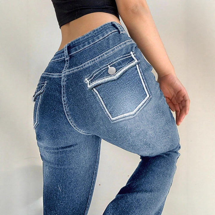Damen taillenhohe Flared-Denimhose mit sculptendem Sitz und verlängertem Bein Echo Archiv
