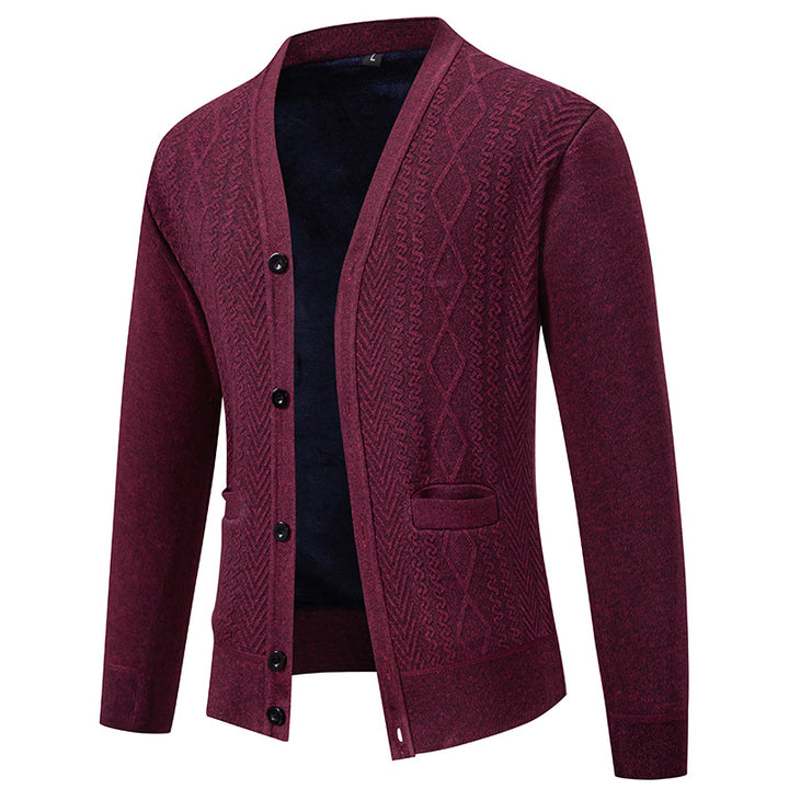 Herren Strickjacke mit strukturiertem Design und Knopfverschluss Echoarchiv