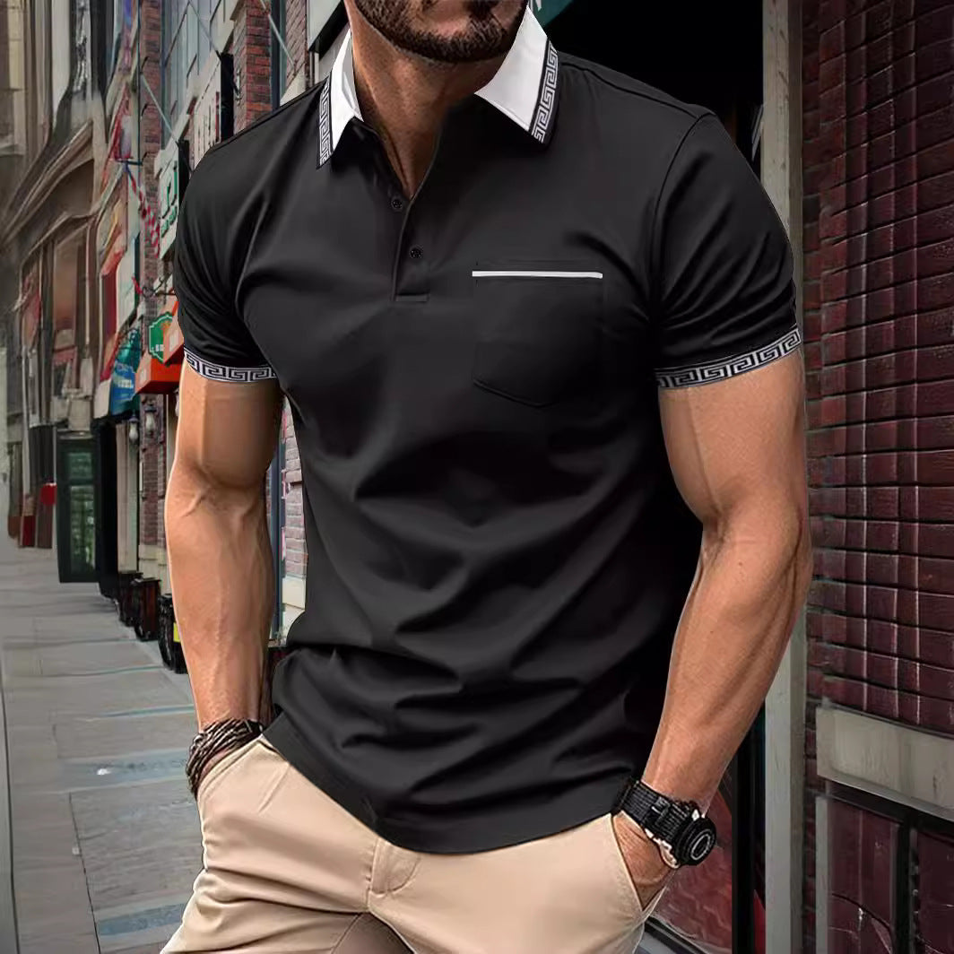 Herren Polohemd mit kontrastierenden Kragenakzenten und praktischer Brusttasche Echoarchiv