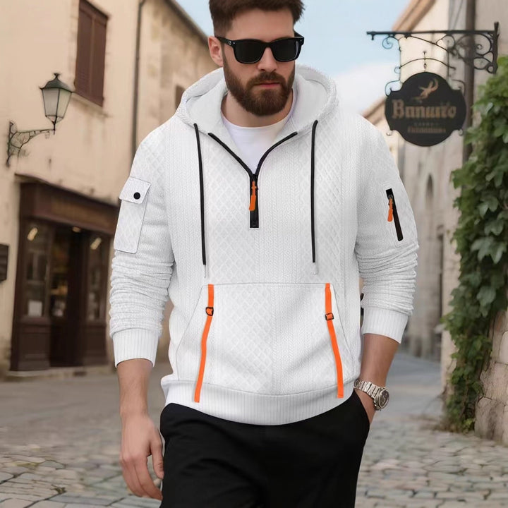 Herren sportlicher Kapuzenpullover mit strukturiertem Design und praktischen Reißverschlusstaschen Echoarchiv
