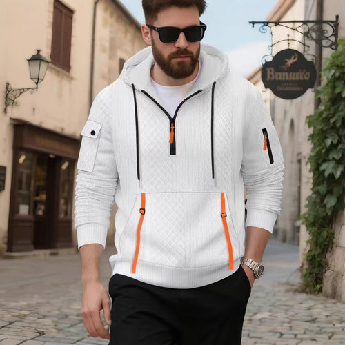 Herren sportlicher Kapuzenpullover mit strukturiertem Design und praktischen Reißverschlusstaschen Echoarchiv