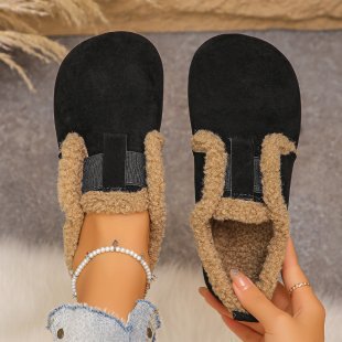 Damen Gefütterte Velours‑Slipper mit Teddybesatz und flexibler Gummisohle Echo Archiv
