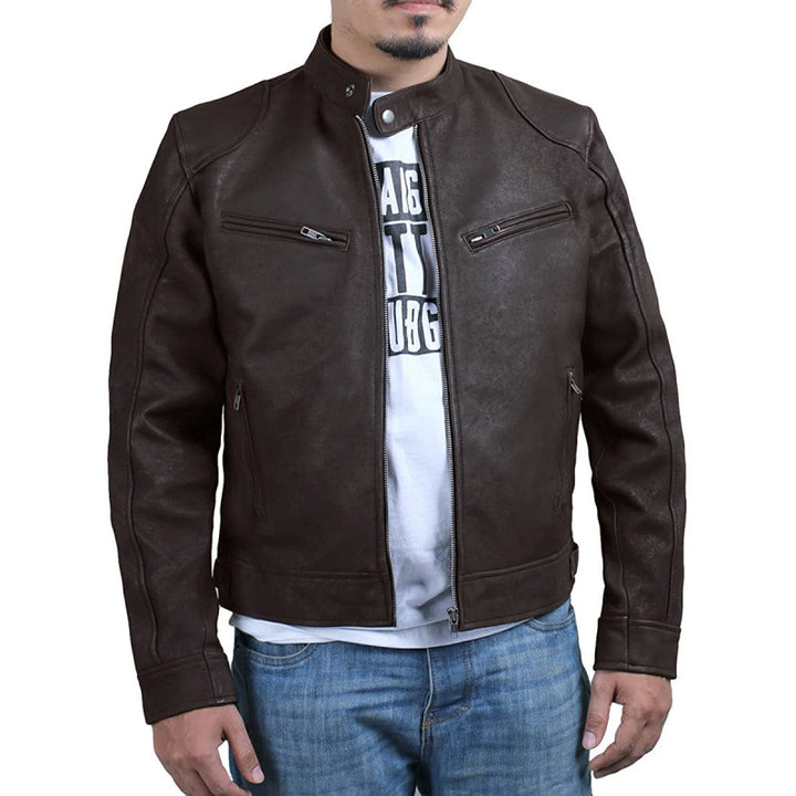 Herren hochwertige Biker-Lederjacke Echoarchiv