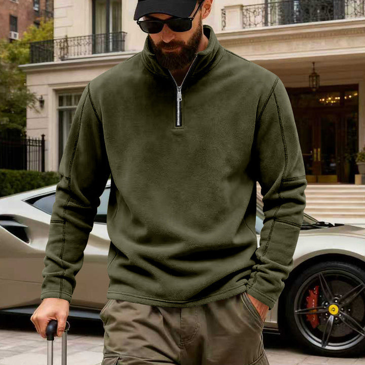 Herren Halbzip-Sweatshirt mit Stehkragen und markanten Nahtdetails – Cavarno