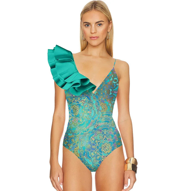 Damen Einteiler Badeanzug mit trendigem Volant-Design Echo Archiv