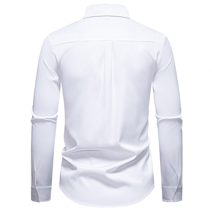 Herren elegantes Langarmhemd mit floraler Stickerei Echoarchiv