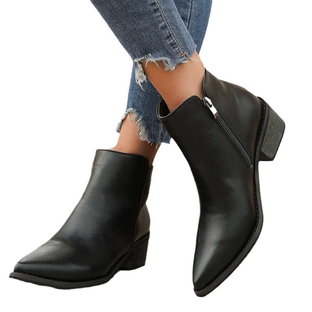 Damen elegante Ankle-Boots mit spitzem Fersenbereich und seitlichem Reißverschluss Echoarchiv