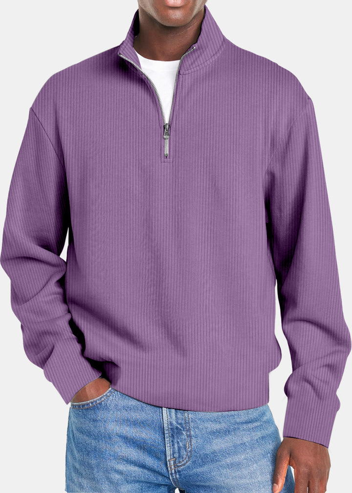Herren nan gerippter Troyer-Pullover mit Halbzip und Stehkragen Echo Archiv