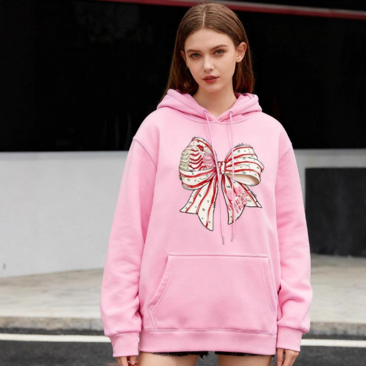 Damen Kapuzenpullover mit festlichem Schleifenmotiv Echoarchiv
