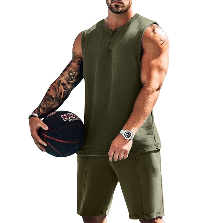 Herren ärmelloses Trainingsoberteil und Shorts-Set aus atmungsaktivem Material Echoarchiv