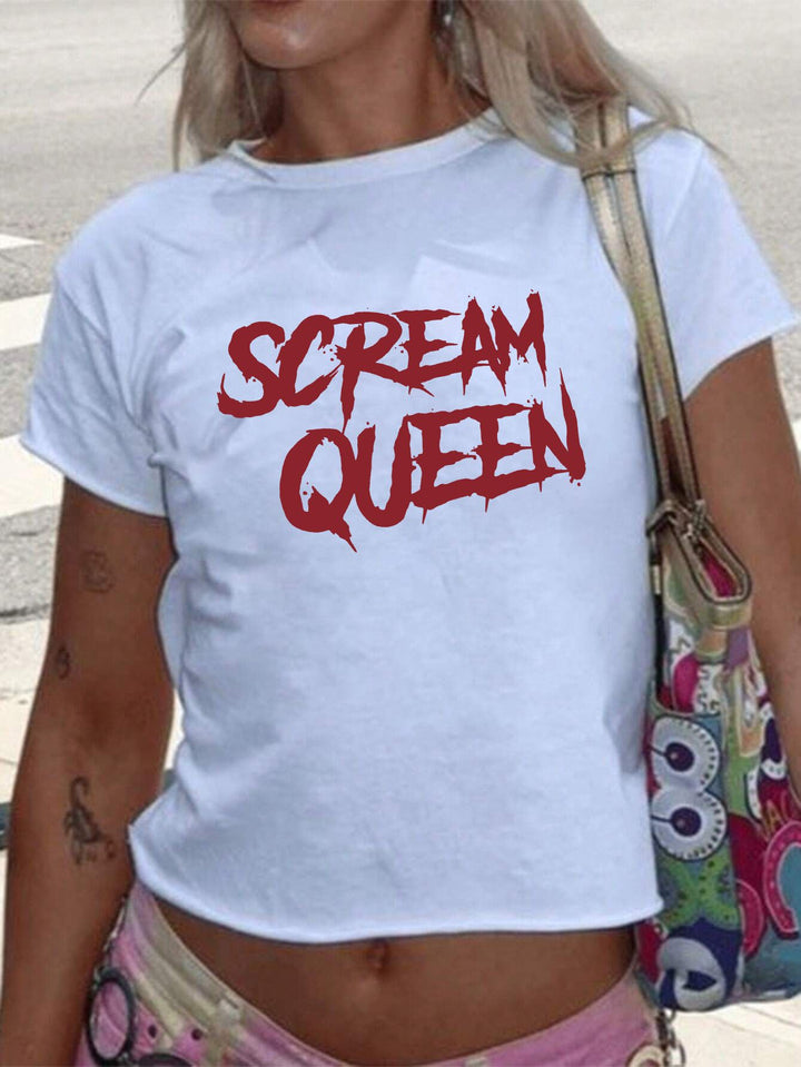 Damen T-Shirt mit funkelndem Discokugel-Motiv und zeitgemäßem Schleifendetail Echo Archiv
