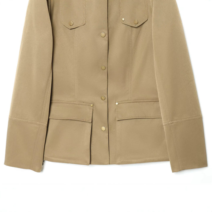 Damen Leichte Utility-Jacke mit Stehkragen, Schulterklappen und aufgesetzten Pattentaschen Echo Archiv