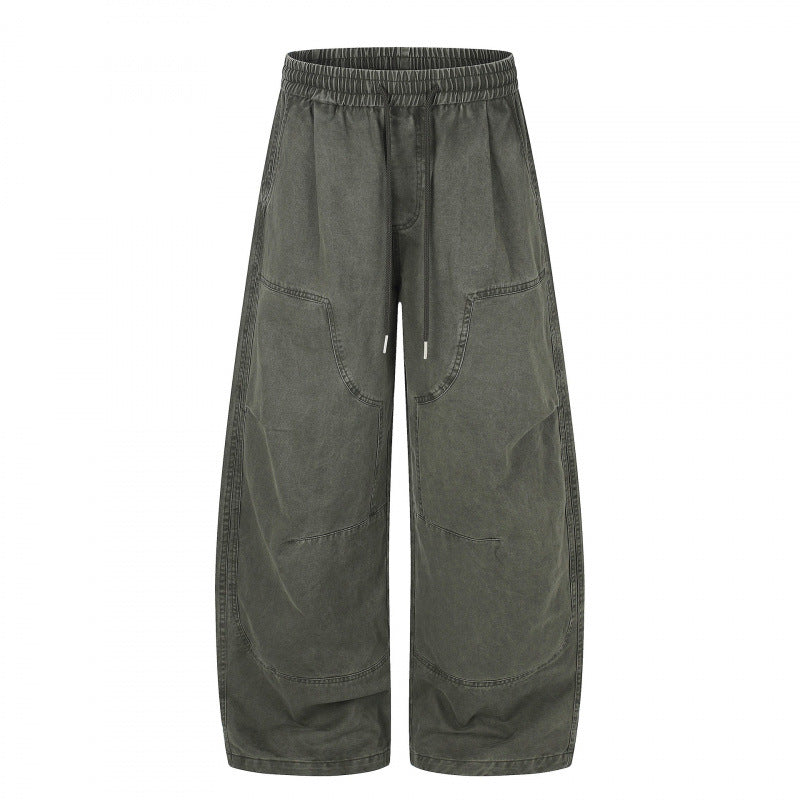Damen Weite Cropped-Cargo-Hose mit Gummibund, Tunnelzug und aufgesetzten Taschen Echo Archiv