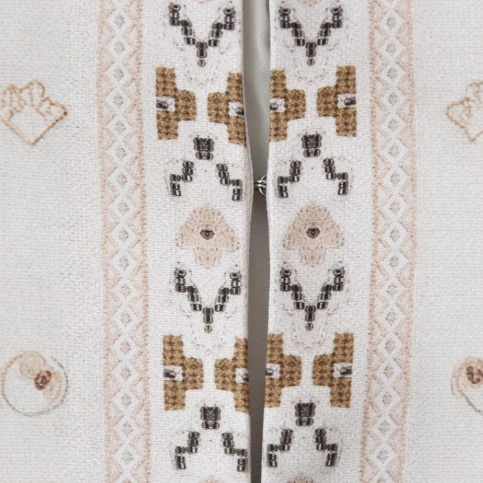 Damen Feine bestickte Kurzjacke mit Stehkragen und floraler Ornament‑Stickerei Echo Archiv