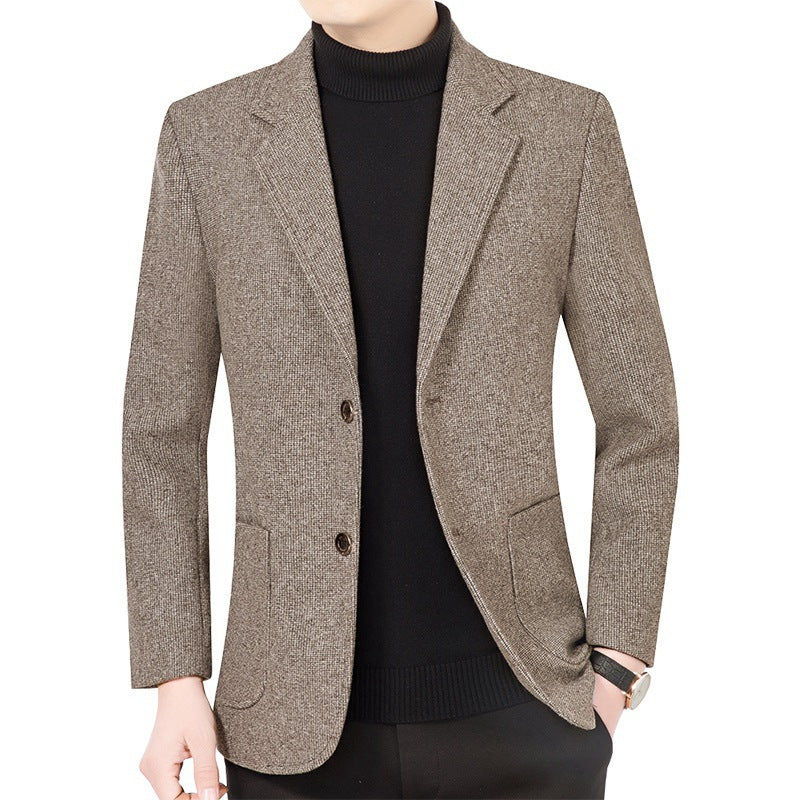 Herren Strukturierter Strickblazer mit Reverskragen und aufgesetzten Taschen – Tianoro