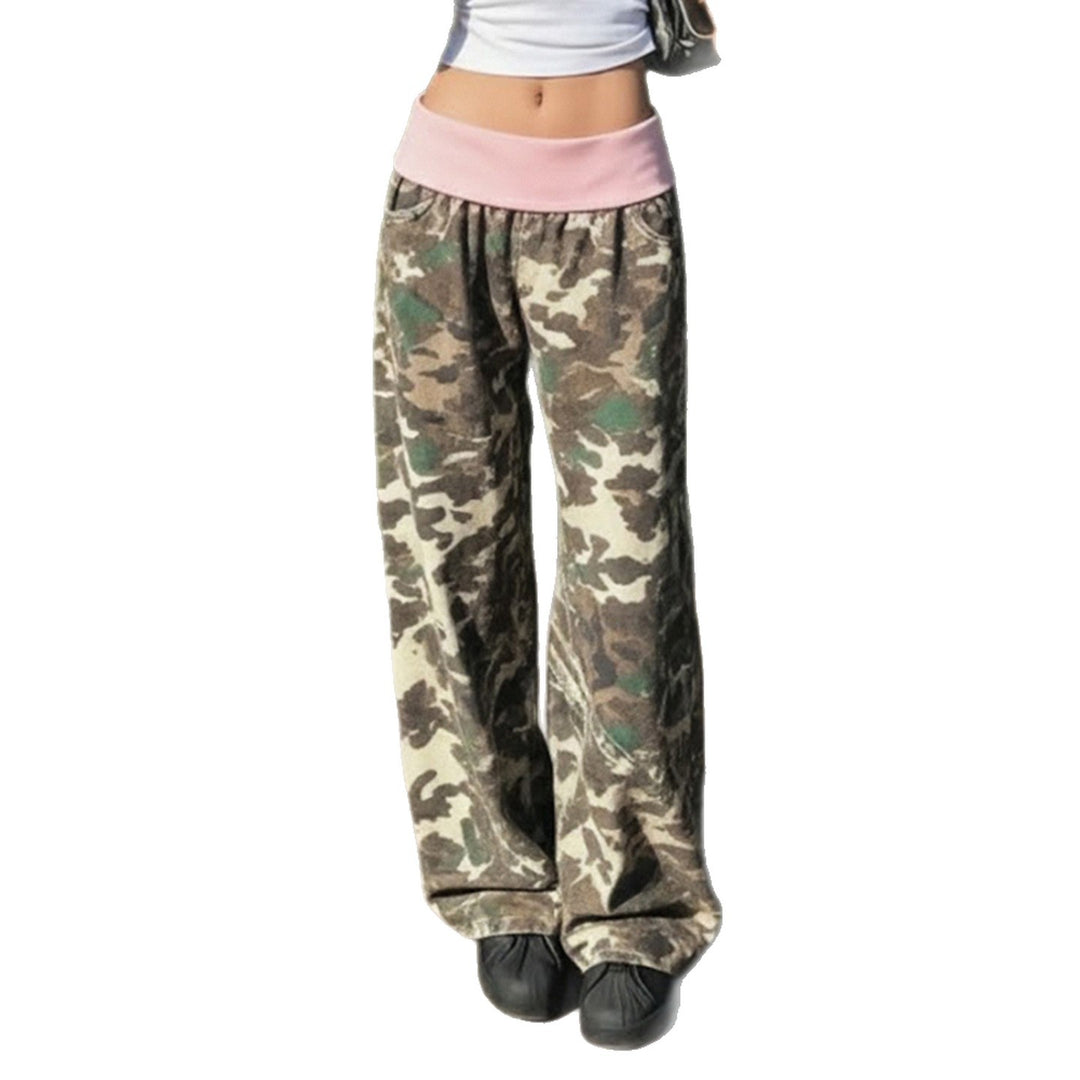 Damen nan weite Lounge-Hose mit Umschlagbund, Camouflage‑Muster und elastischem Komfortstretch Echo Archiv
