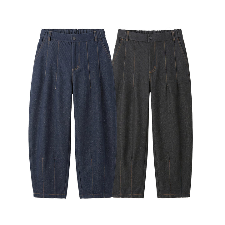 Damen Hochtaillierte Relaxed-Jeanshose mit Bundfalten, Teilungsnähten und elastischem Rückbund Echoarchiv