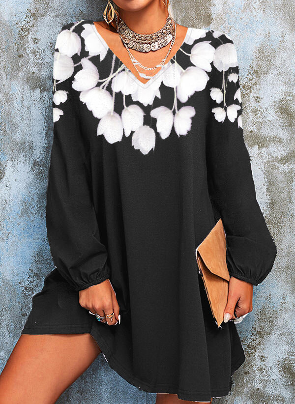 Damen V-Ausschnitt Tunika Kleid Echoarchiv