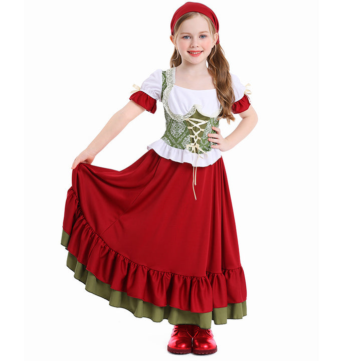 Damen nan traditionelles Trachtenkostüm Dirndl-Set mit geschnürtem Mieder und vollem Stufenrock Echo Archiv