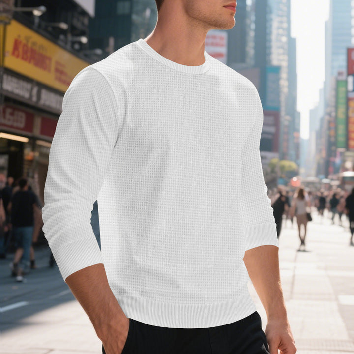 Herren modisches Struktur-Sweatshirt mit Rundhalsausschnitt und elastischen Bündchen Echoarchiv