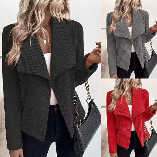 Damen Wasserfall-Cardigan aus Waffel‑Fleece mit offener Front Echoarchiv