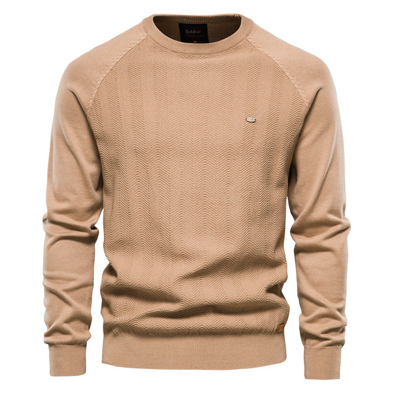 Herren Strickpullover mit elegantem Zickzackmuster und Rundhalsausschnitt Echoarchiv