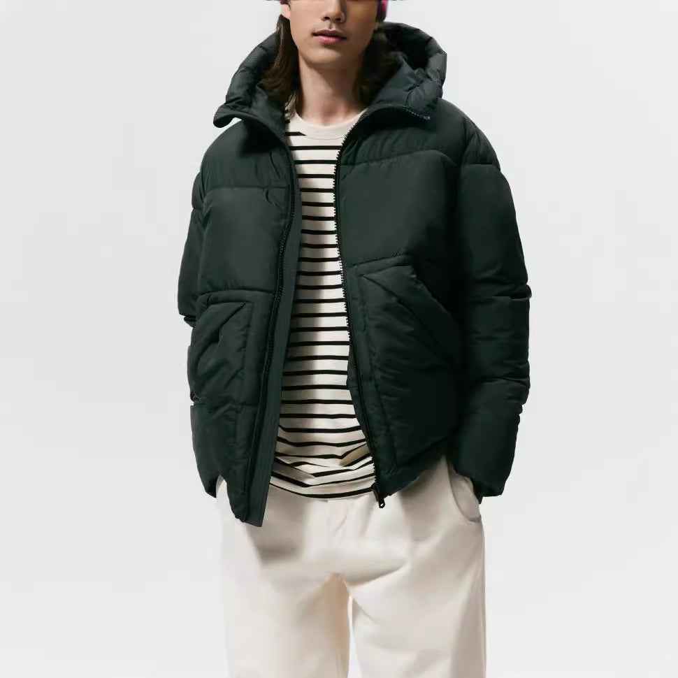 Herren gesteppte Winterjacke mit Kapuze und großzügigen Taschen – Marzano