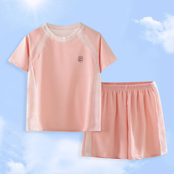 Damen nan UV-Schutz Bade-Set mit Kurzarm-Rashguard und elastischen Badeshorts Echo Archiv