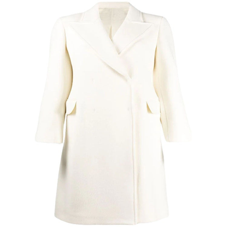 Damen Clean-Cut Longmantel mit überschnittenem Revers und klarer Tailoring‑Silhouette Echoarchiv