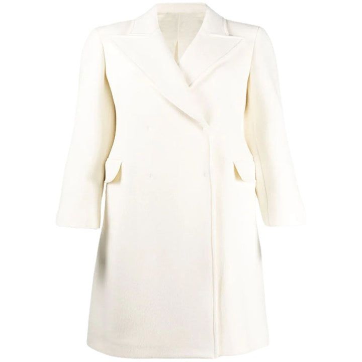 Damen Clean-Cut Longmantel mit überschnittenem Revers und klarer Tailoring‑Silhouette Echoarchiv