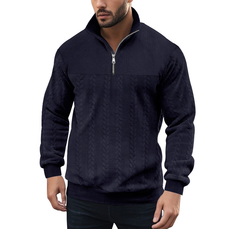 Herren Strickpullover mit Reißverschluss und modernem Zopfdesign Echoarchiv