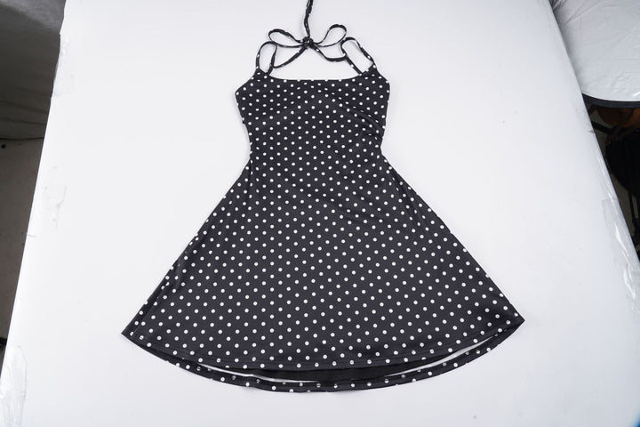 Damen sommerliches Trägerkleid mit Polka-Dots und fließendem Schnitt Echo Archiv