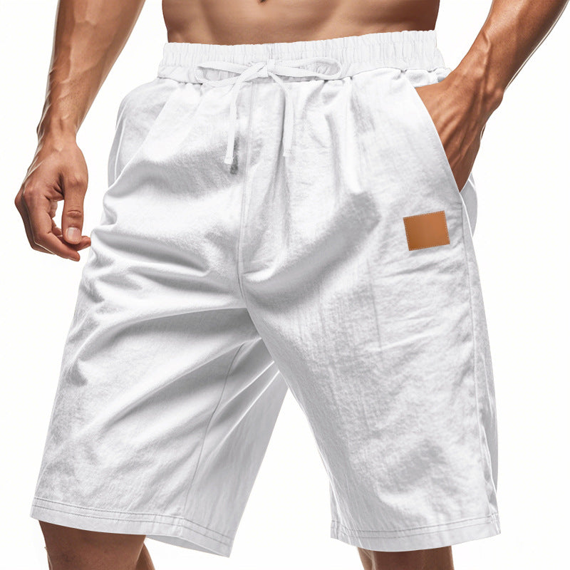 Herren nan leichte Freizeit-Bermudashorts mit Elastikbund, Kordelzug und dezenter Lederapplikation Echo Archiv