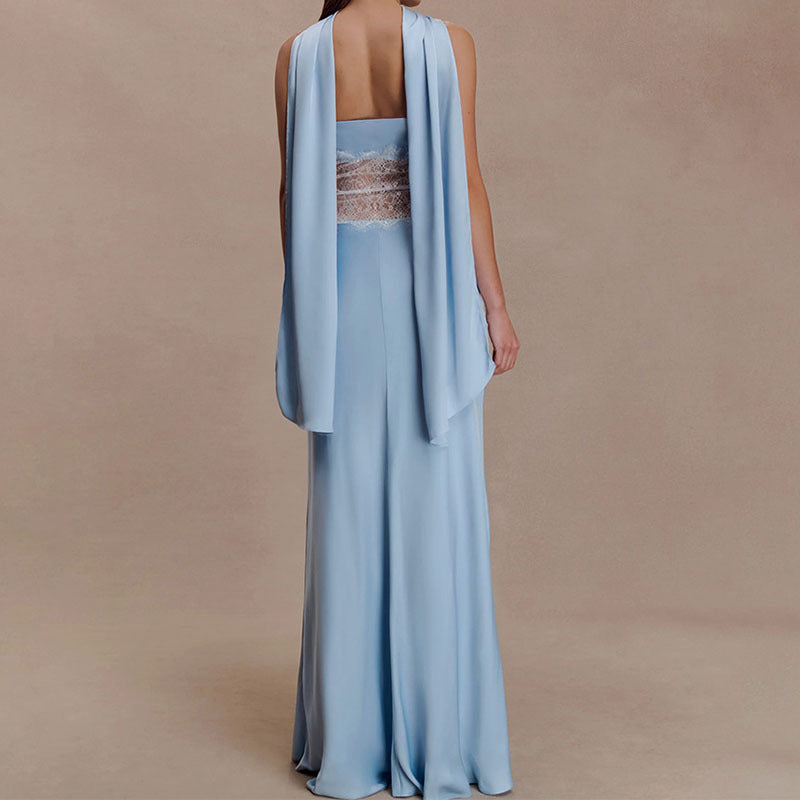 Damen Hochwertiges Abendkleid mit floralem Spitzenoberteil Echo Archiv