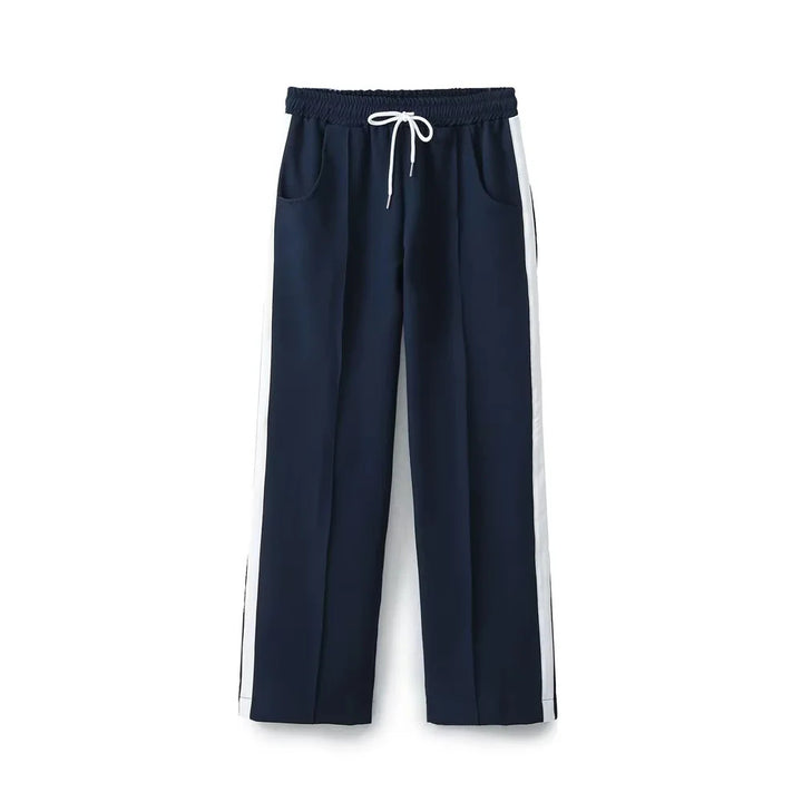 Damen lässige Trackpants mit geradem Bein elastischem Komfortbund Tunnelzug und seitlichen Kontraststreifen – Avélisse