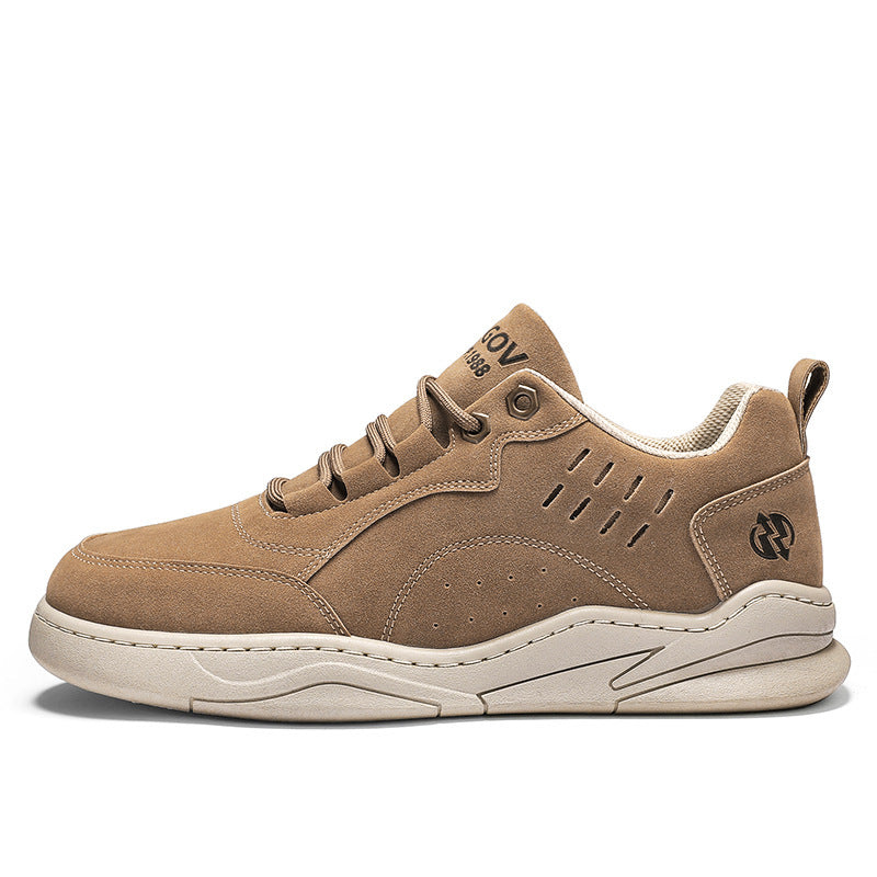 Herren urbaner Veloursleder-Optik City-Sneaker mit gelochter Seitenbelüftung und ergonomischer Plateaulaufsohle – Norré