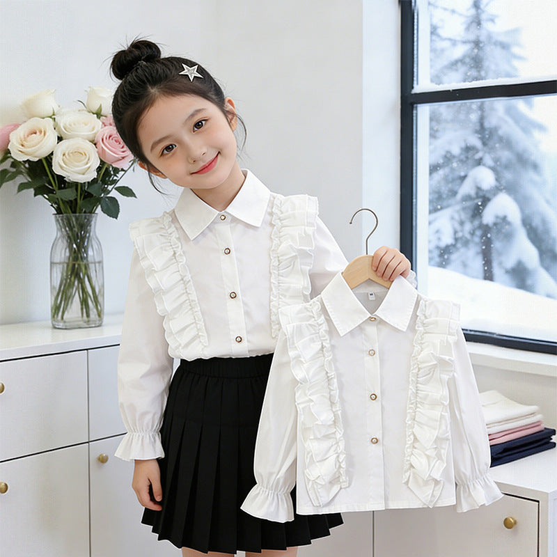 Mädchen Bluse mit Rüschendetails und Knopfverschluss Echo Archiv