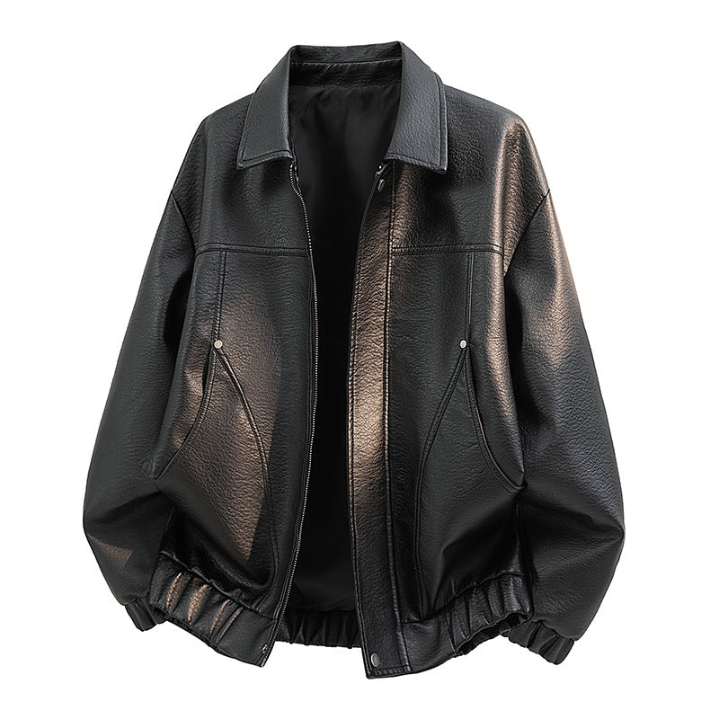 Herren Lässige Kunstlederjacke mit elastischem Bund Echo Archiv
