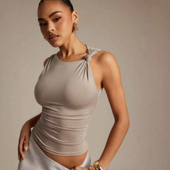 Damen Elegantes Oberteil mit Knoten-Detail und figurbetontem Schnitt Echo Archiv