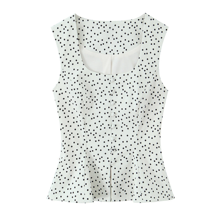 Damen Polka-Dot Tailliertes Oberteil mit eleganter Knopfleiste Echo Archiv