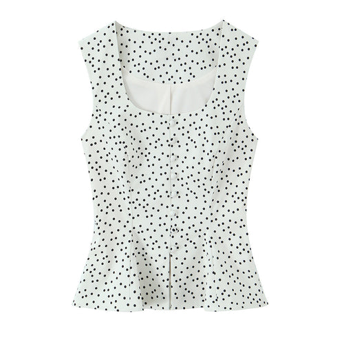 Damen Polka-Dot Tailliertes Oberteil mit eleganter Knopfleiste Echo Archiv