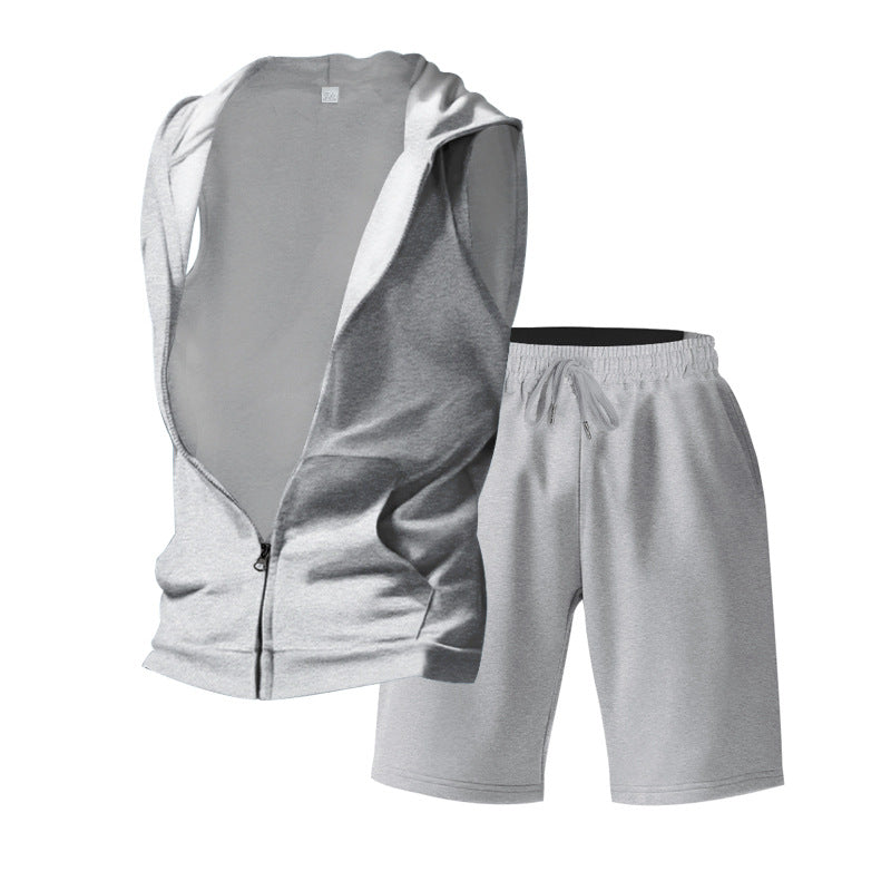 Herren sportliches Set aus ärmelloser Jacke und kurzer Hose Echoarchiv
